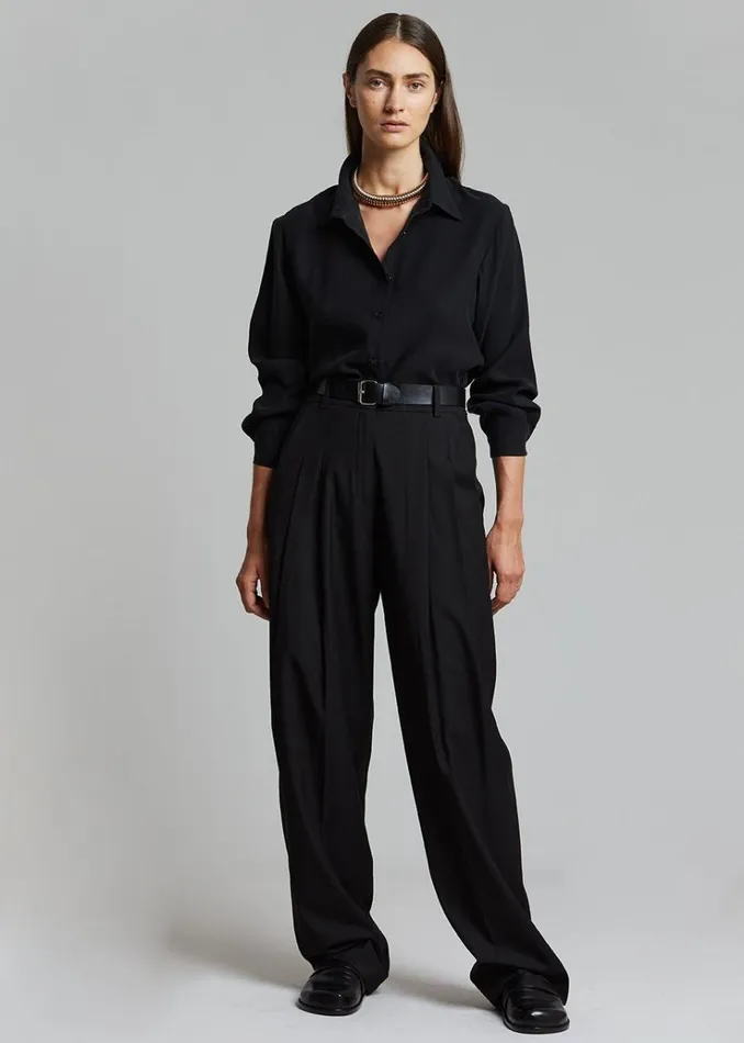 The Frankie Shop Gelso Pleated Trousers 8211 Black Women Bottoms