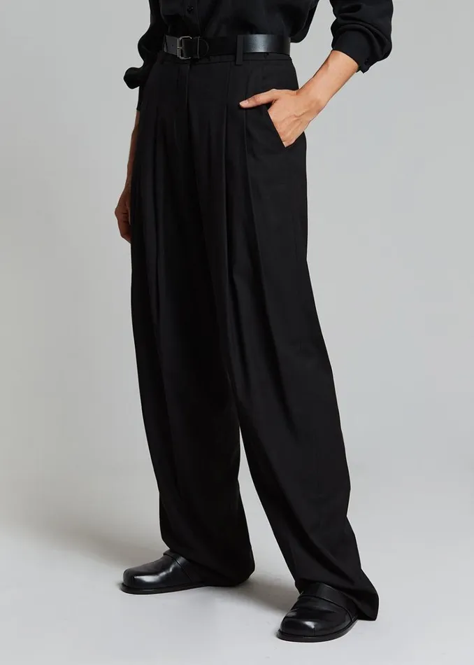 The Frankie Shop Gelso Pleated Trousers 8211 Black Women Bottoms