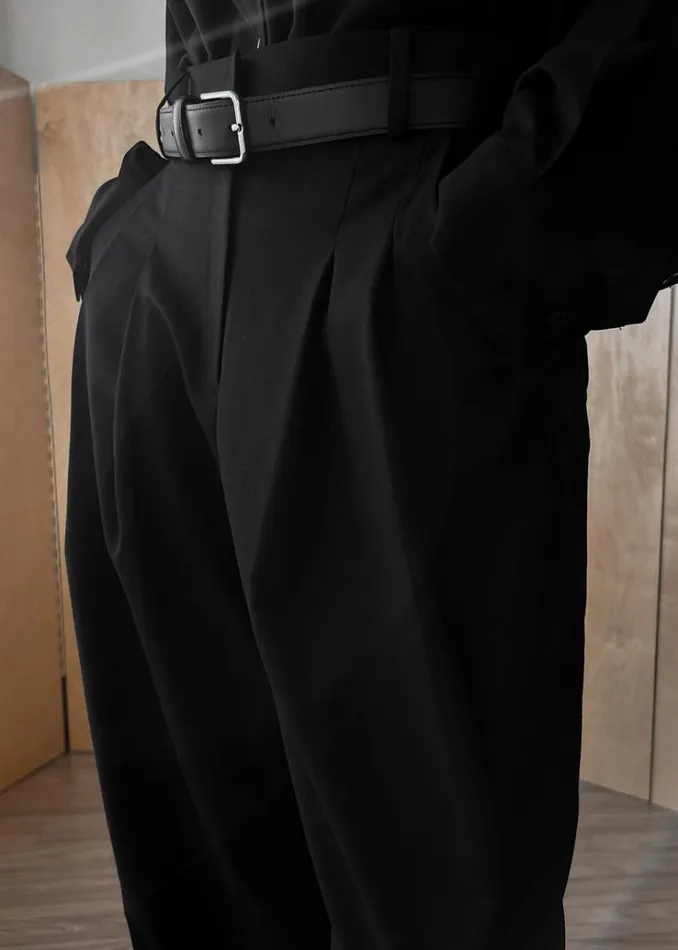 The Frankie Shop Gelso Pleated Trousers 8211 Black Women Bottoms