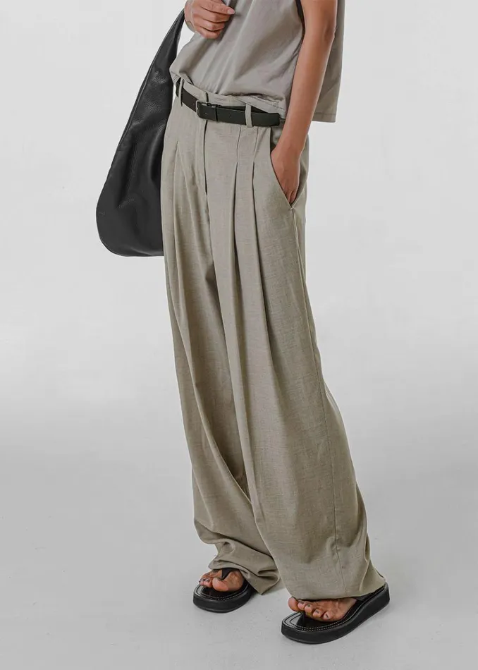 The Frankie Shop Gelso Pleated Trousers 8211 Light Taupe Melange Women Suits