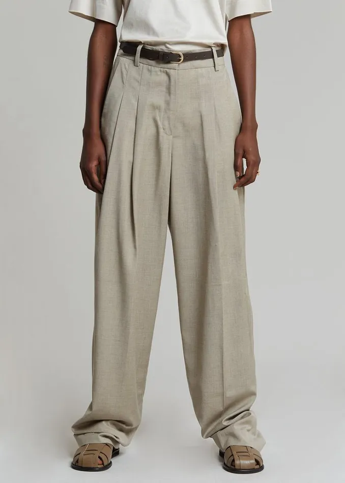 The Frankie Shop Gelso Pleated Trousers 8211 Light Taupe Melange Women Suits
