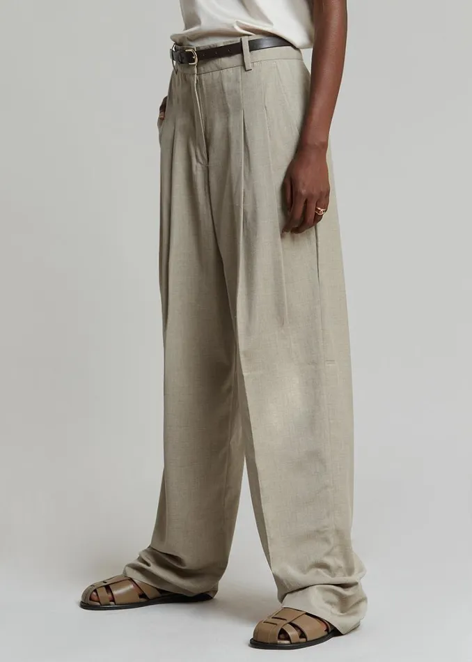 The Frankie Shop Gelso Pleated Trousers 8211 Light Taupe Melange Women Suits