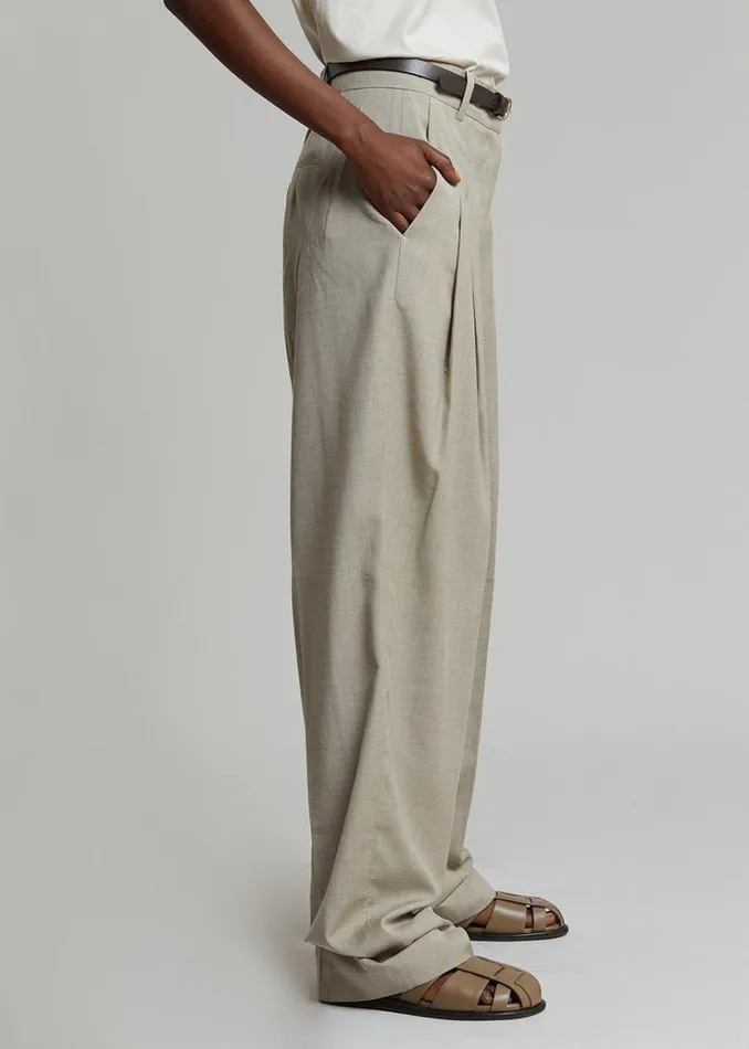 The Frankie Shop Gelso Pleated Trousers 8211 Light Taupe Melange Women Suits