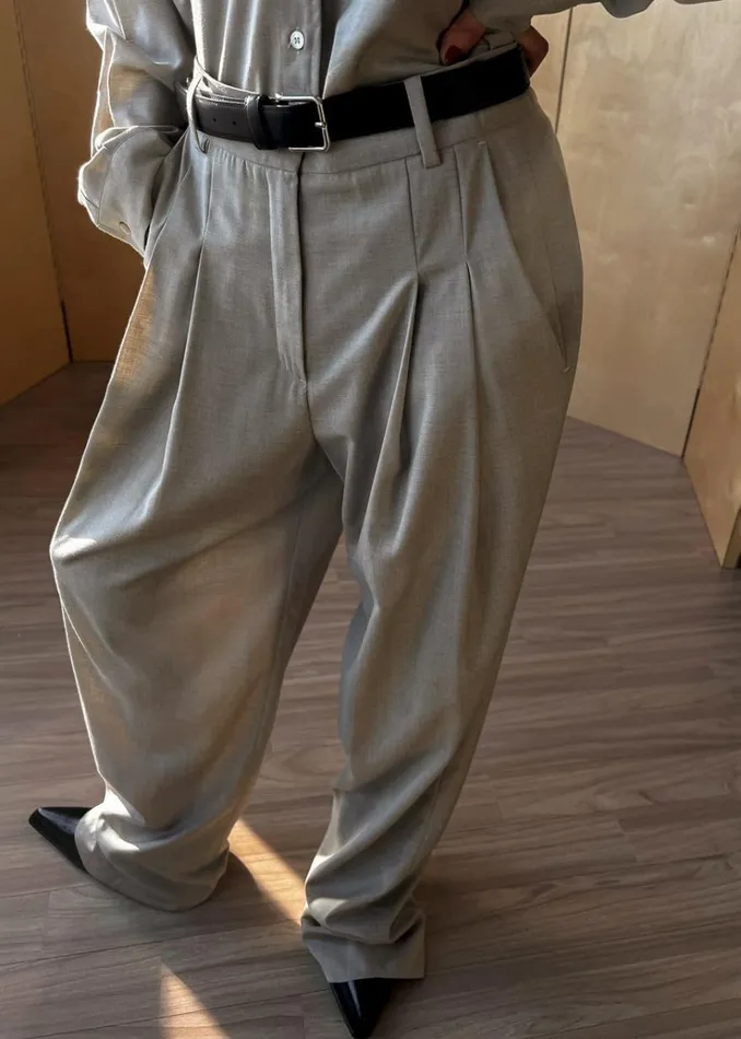 The Frankie Shop Gelso Pleated Trousers 8211 Light Taupe Melange Women Suits