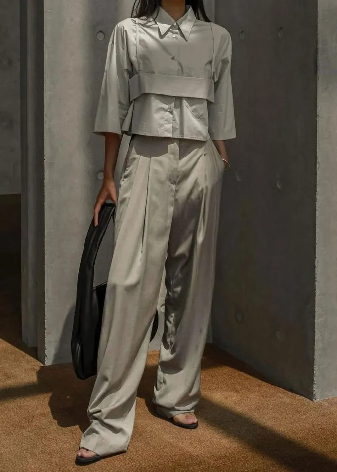 The Frankie Shop Gelso Pleated Trousers 8211 Light Taupe Melange Women Suits