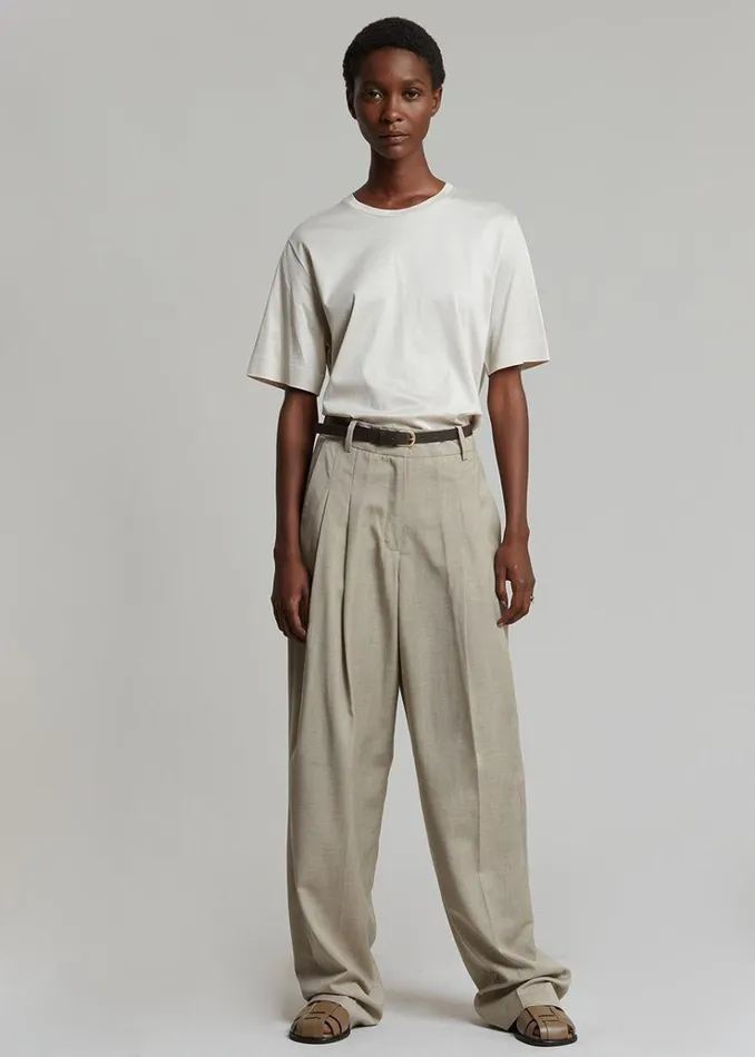The Frankie Shop Gelso Pleated Trousers 8211 Light Taupe Melange Women Suits