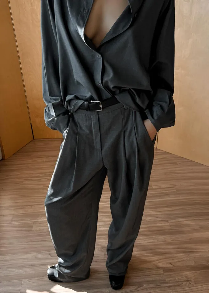 The Frankie Shop Gelso Shirt 8211 Dark Grey Melange Women Tops