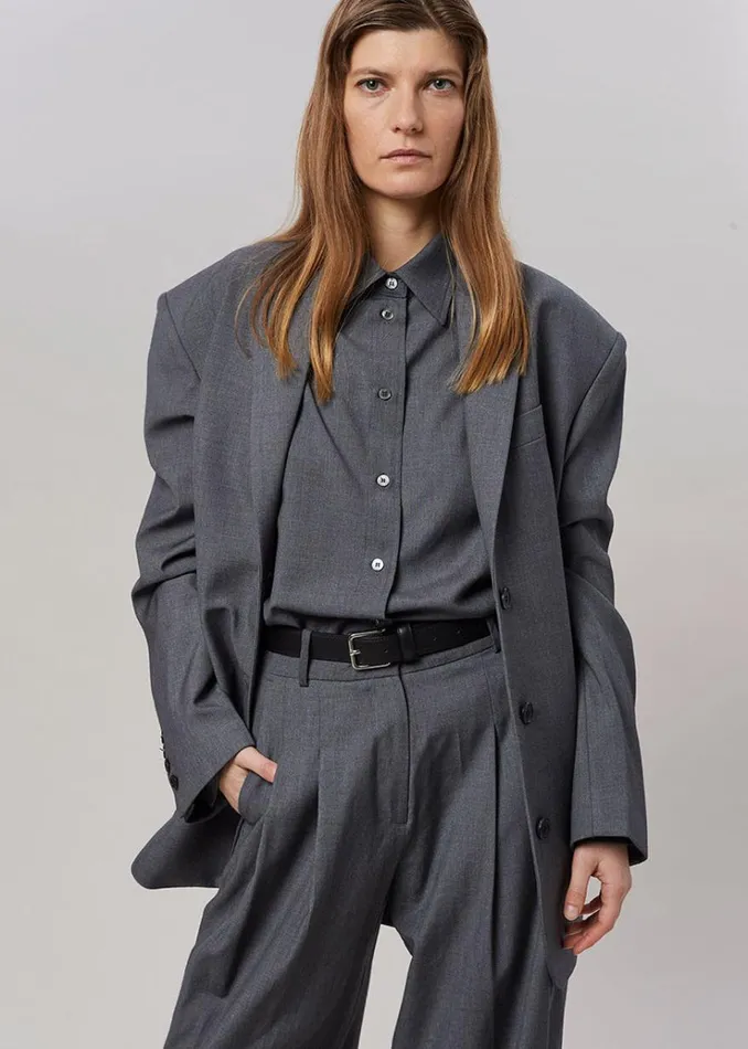The Frankie Shop Gelso Shirt 8211 Dark Grey Melange Women Tops