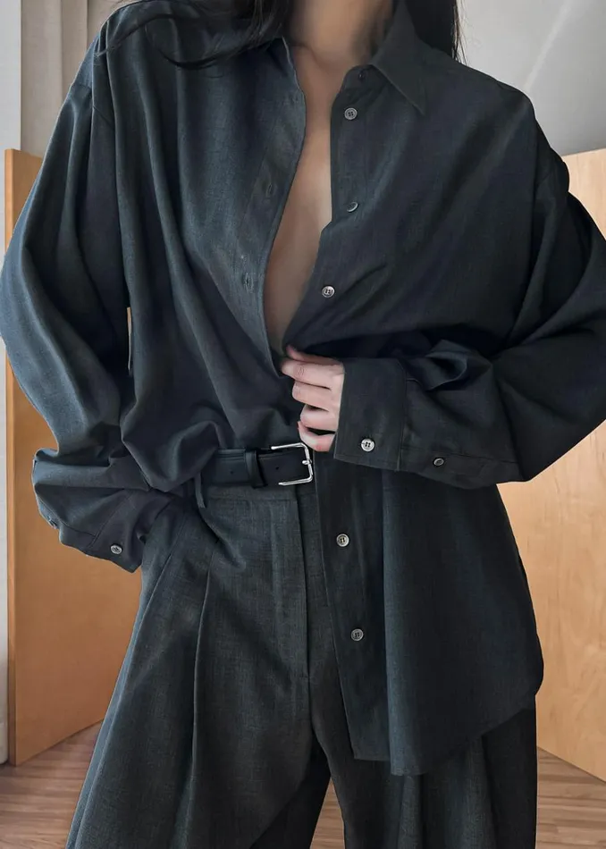 The Frankie Shop Gelso Shirt 8211 Dark Grey Melange Women Tops