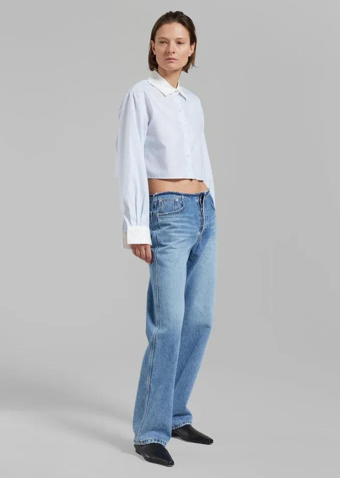The Frankie Shop Genesis Raw Waist Jeans 8211 Worn Wash Women Denim