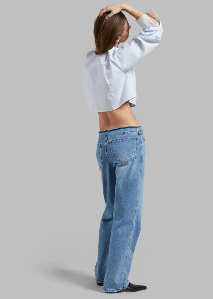 The Frankie Shop Genesis Raw Waist Jeans 8211 Worn Wash Women Denim