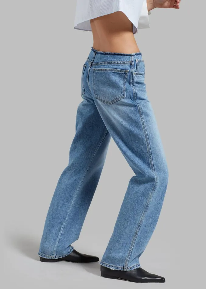 The Frankie Shop Genesis Raw Waist Jeans 8211 Worn Wash Women Denim