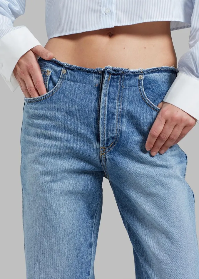 The Frankie Shop Genesis Raw Waist Jeans 8211 Worn Wash Women Denim