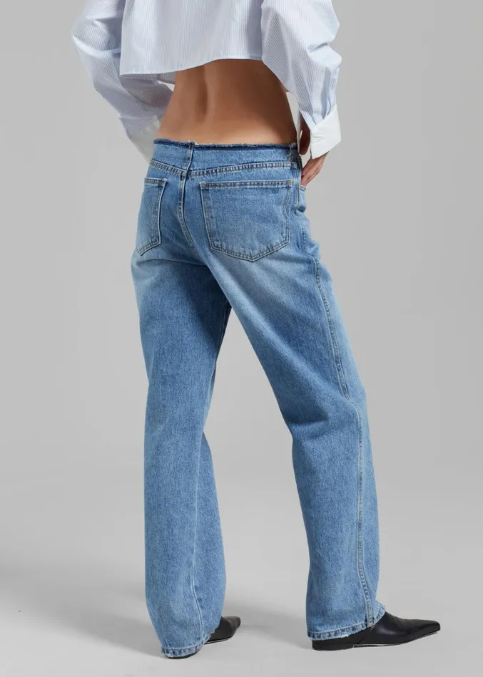 The Frankie Shop Genesis Raw Waist Jeans 8211 Worn Wash Women Denim