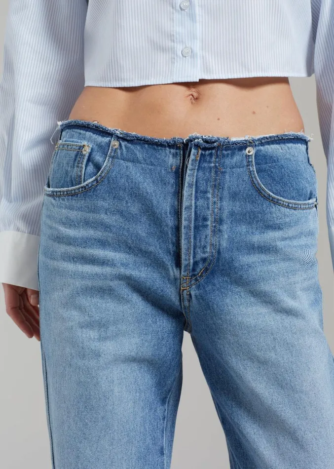 The Frankie Shop Genesis Raw Waist Jeans 8211 Worn Wash Women Denim