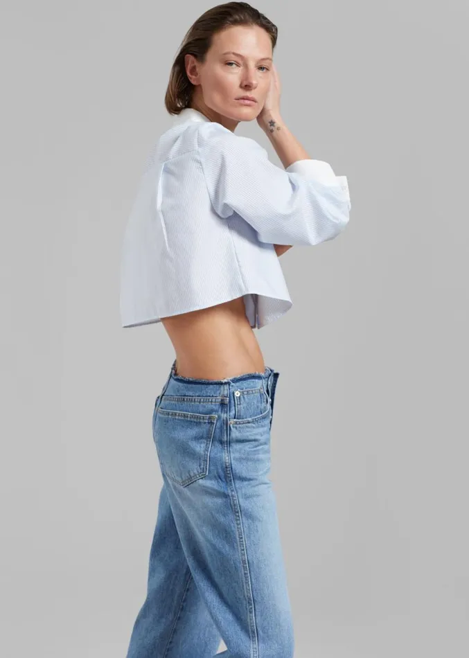 The Frankie Shop Genesis Raw Waist Jeans 8211 Worn Wash Women Denim