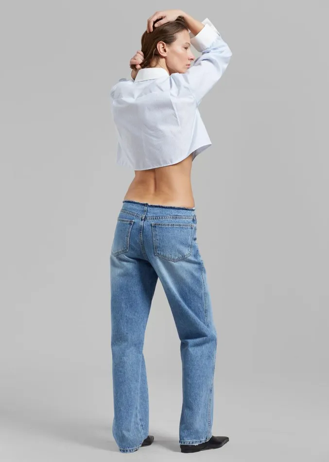 The Frankie Shop Genesis Raw Waist Jeans 8211 Worn Wash Women Denim