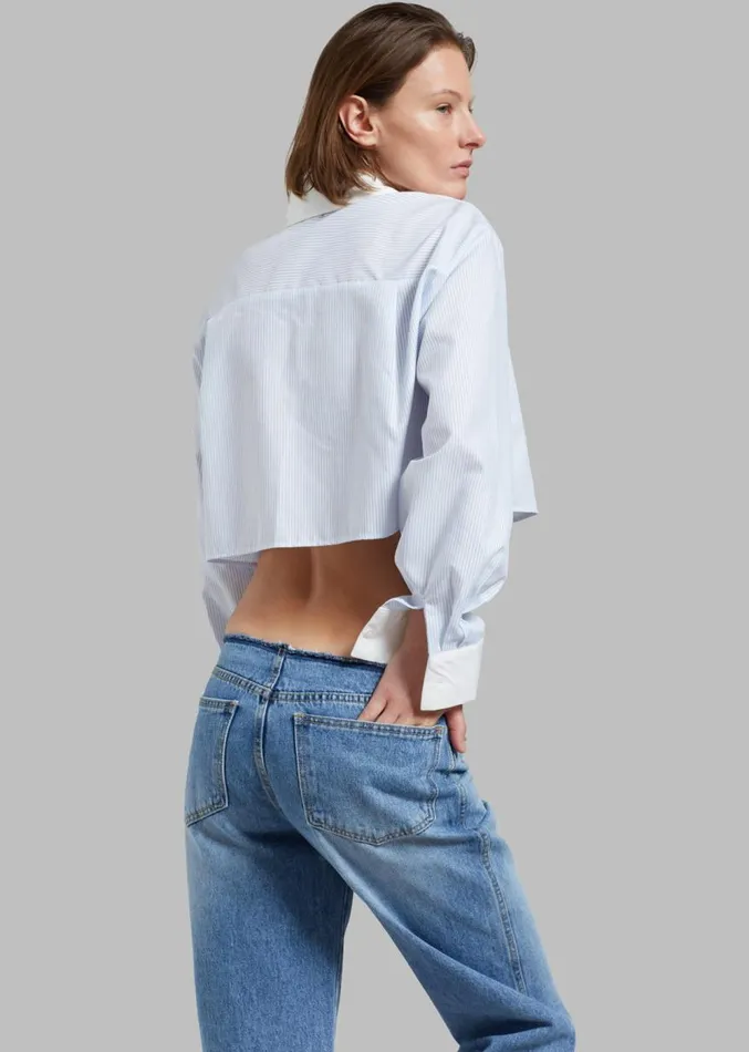 The Frankie Shop Genesis Raw Waist Jeans 8211 Worn Wash Women Denim