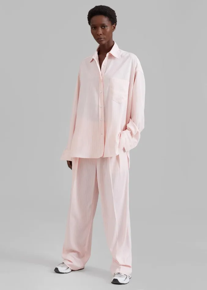 The Frankie Shop Georgia Fluid Shirt 8211 Pink Pinstripe Women Clothing