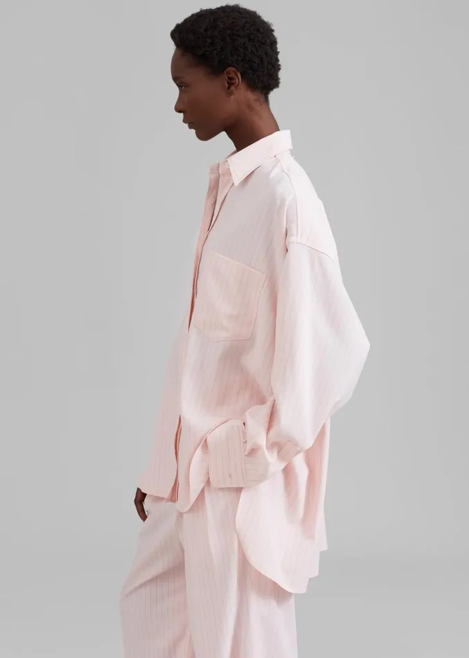 The Frankie Shop Georgia Fluid Shirt 8211 Pink Pinstripe Women Clothing