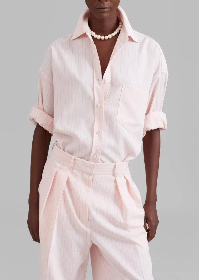 The Frankie Shop Georgia Fluid Shirt 8211 Pink Pinstripe Women Clothing