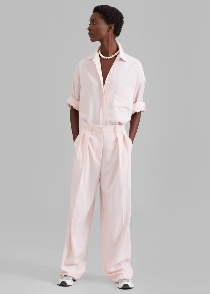 The Frankie Shop Georgia Fluid Shirt 8211 Pink Pinstripe Women Clothing