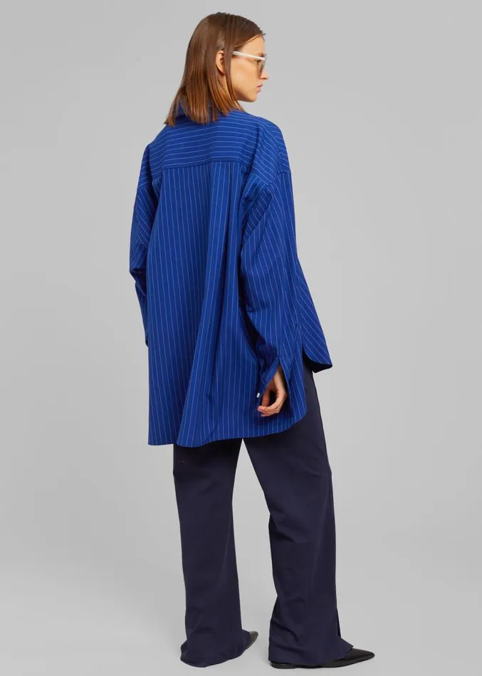 The Frankie Shop Georgia Fluid Stripe Shirt 8211 Deep Blue Women Clothing