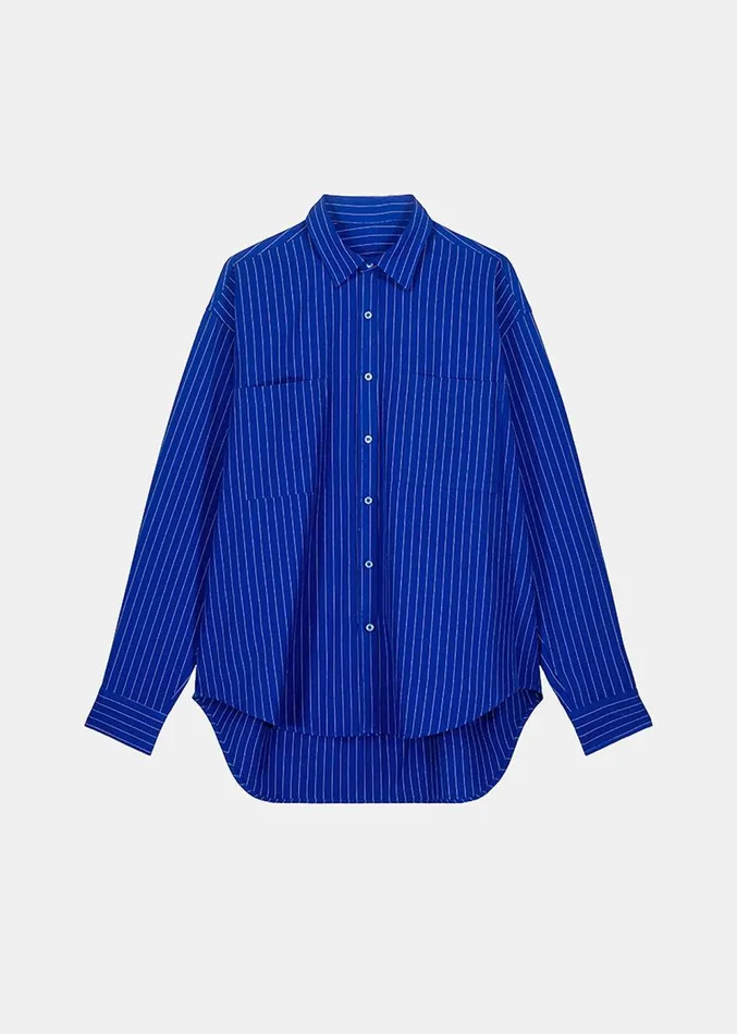 The Frankie Shop Georgia Fluid Stripe Shirt 8211 Deep Blue Women Clothing