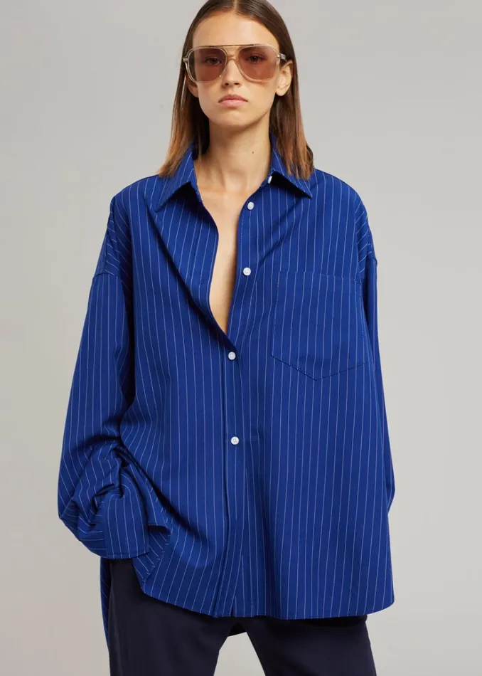 The Frankie Shop Georgia Fluid Stripe Shirt 8211 Deep Blue Women Clothing
