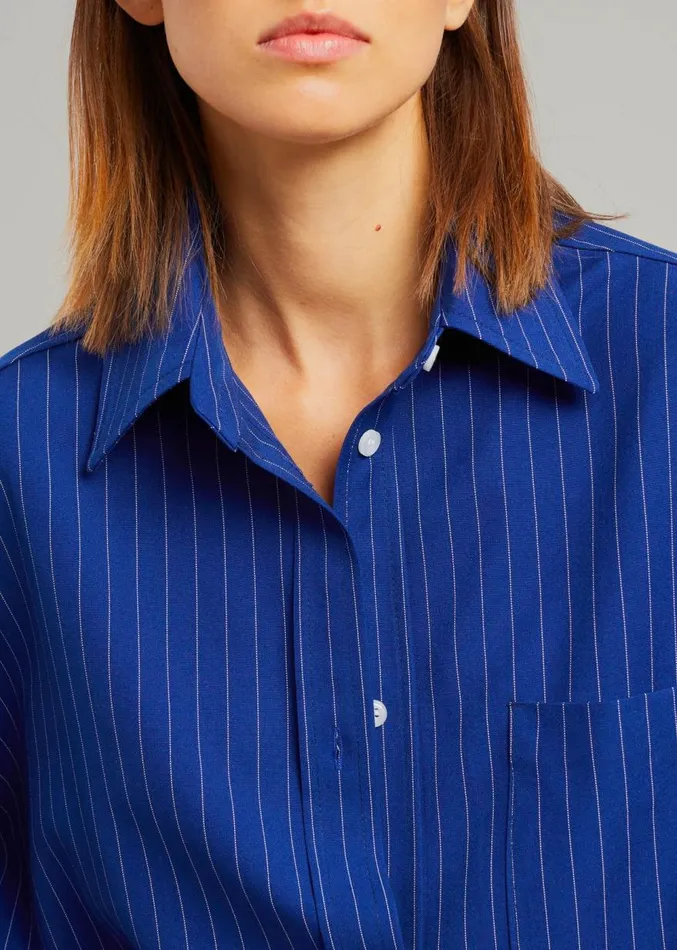 The Frankie Shop Georgia Fluid Stripe Shirt 8211 Deep Blue Women Clothing