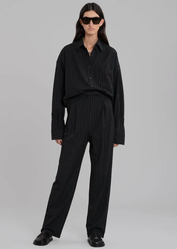 The Frankie Shop Georgia Pinstripe Shirt 8211 BlackWhite Women Clothing