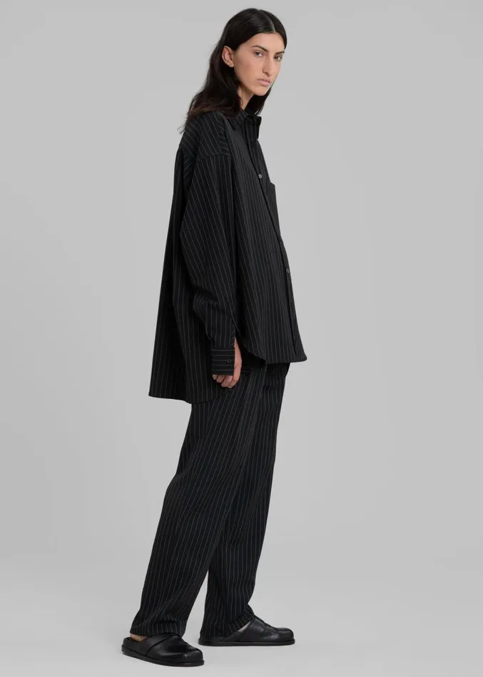 The Frankie Shop Georgia Pinstripe Shirt 8211 BlackWhite Women Clothing