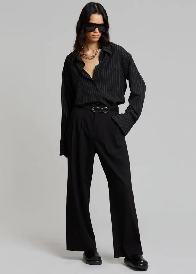 The Frankie Shop Georgia Pinstripe Shirt 8211 BlackWhite Women Clothing