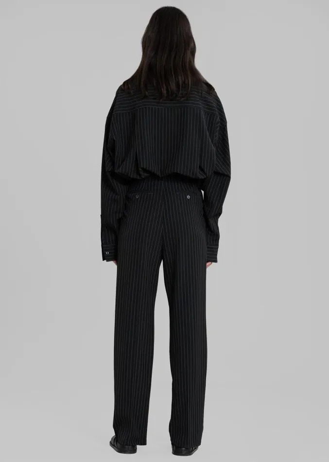 The Frankie Shop Georgia Pinstripe Shirt 8211 BlackWhite Women Clothing