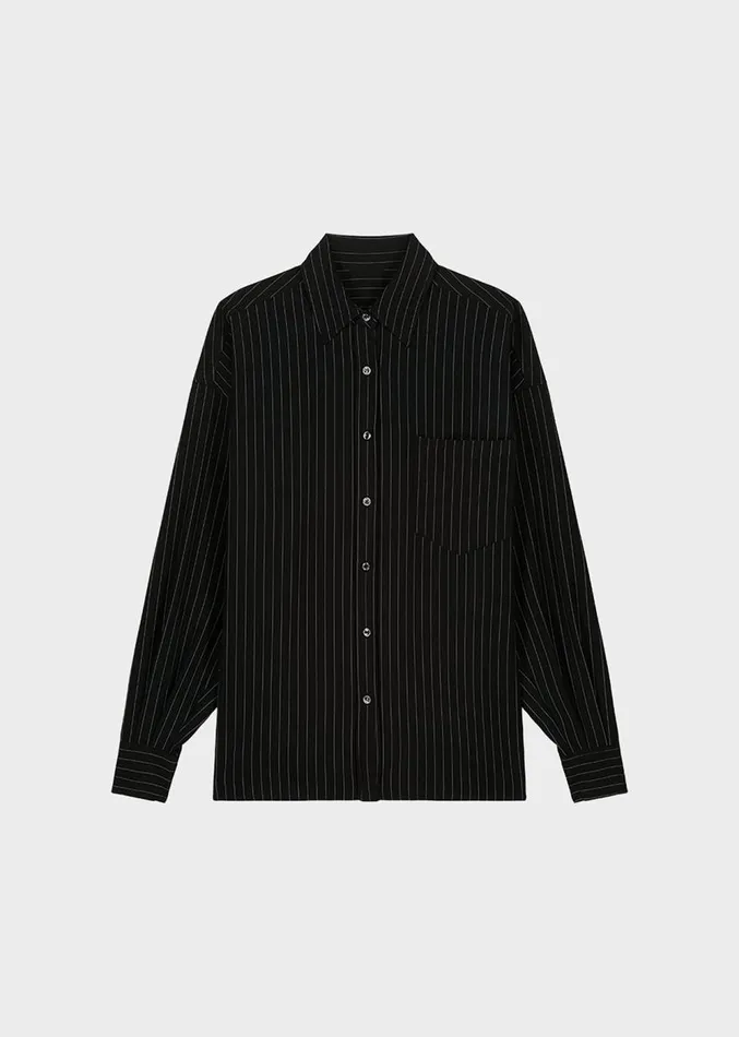 The Frankie Shop Georgia Pinstripe Shirt 8211 BlackWhite Women Clothing