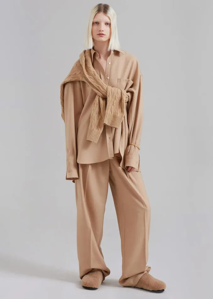 The Frankie Shop Georgia Twill Shirt 8211 Camel Women Tops