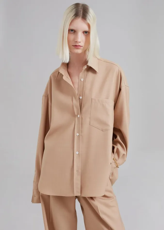 The Frankie Shop Georgia Twill Shirt 8211 Camel Women Tops