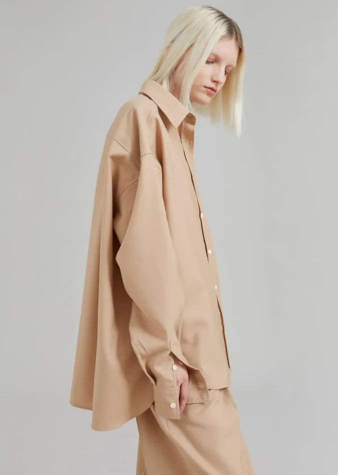 The Frankie Shop Georgia Twill Shirt 8211 Camel Women Tops