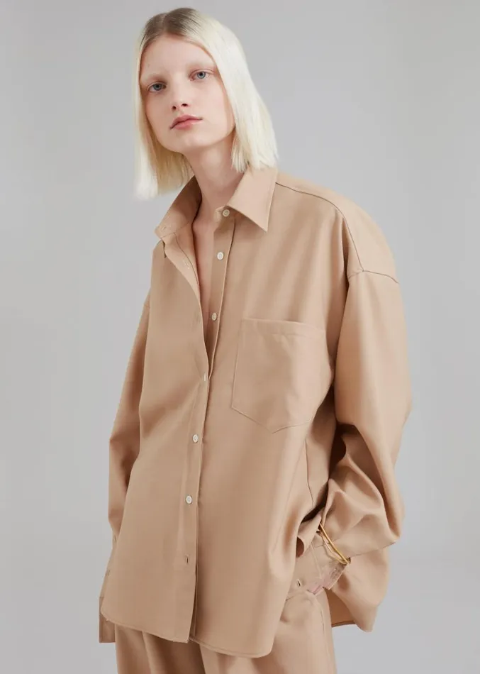 The Frankie Shop Georgia Twill Shirt 8211 Camel Women Tops