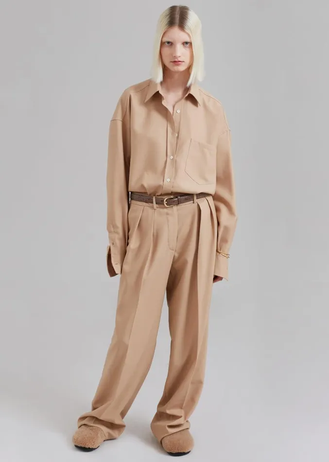 The Frankie Shop Georgia Twill Shirt 8211 Camel Women Tops