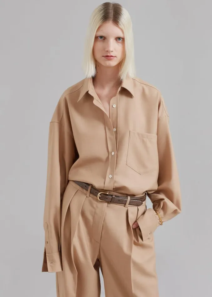 The Frankie Shop Georgia Twill Shirt 8211 Camel Women Tops