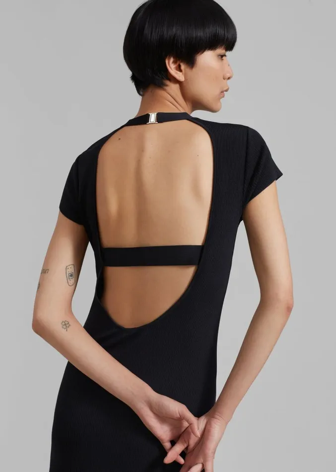 The Frankie Shop GESTUZ MonaGZ Open Back Dress 8211 Black Women Clothing