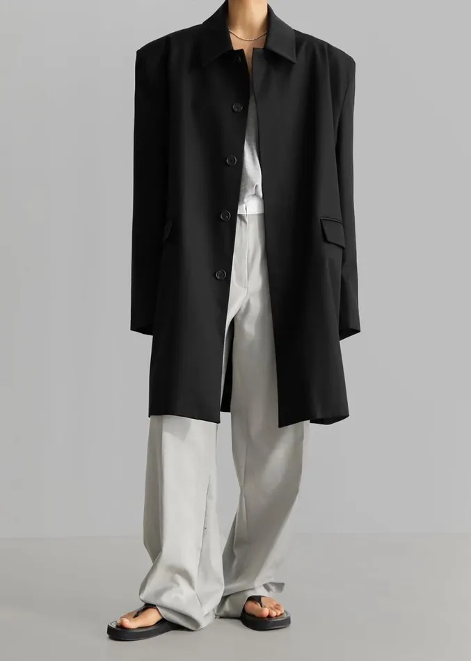 The Frankie Shop Ghent Padded Shoulder Trench 8211 Black Women Clothing