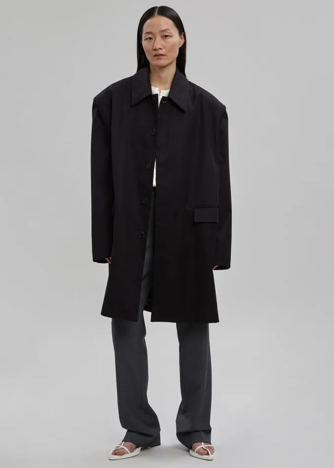 The Frankie Shop Ghent Padded Shoulder Trench 8211 Black Women Clothing
