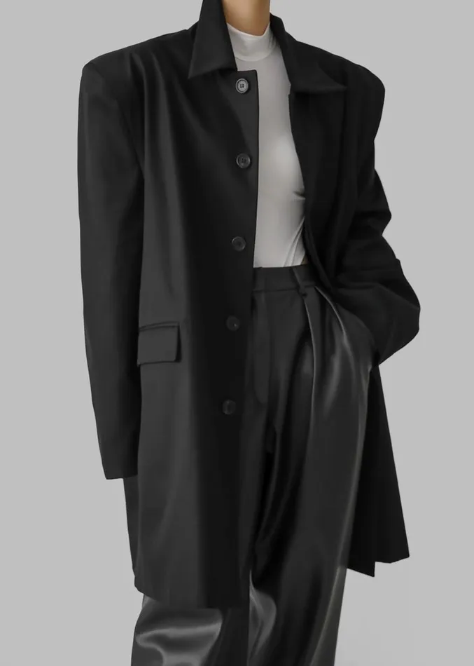 The Frankie Shop Ghent Padded Shoulder Trench 8211 Black Women Clothing