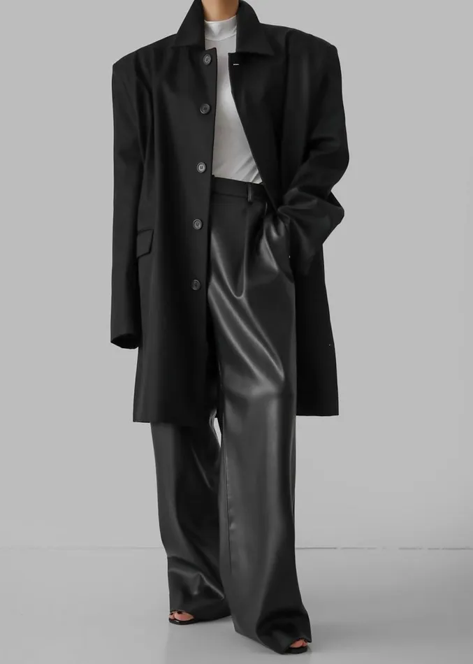 The Frankie Shop Ghent Padded Shoulder Trench 8211 Black Women Clothing