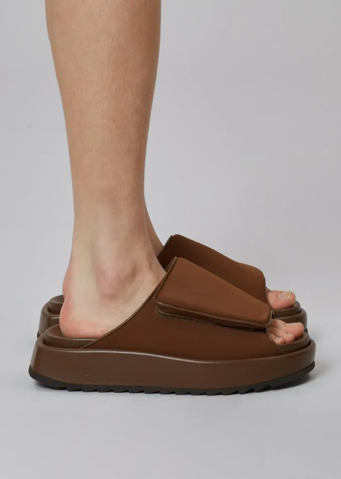 The Frankie Shop Gia Borghini Gia 1 Padded Slides 8211 Coffee Brown Women Shoes