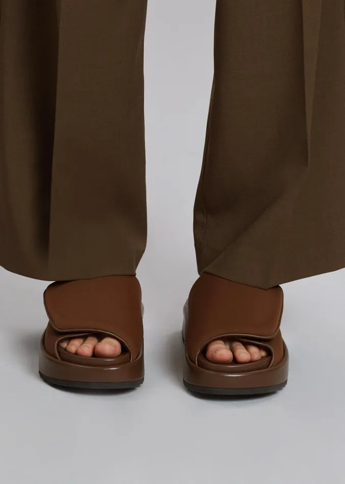 The Frankie Shop Gia Borghini Gia 1 Padded Slides 8211 Coffee Brown Women Shoes