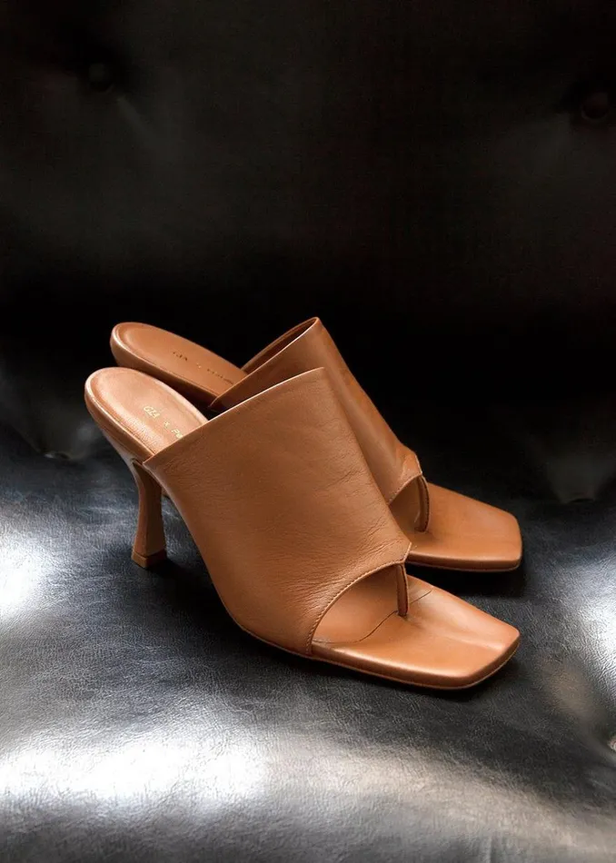The Frankie Shop GIA X Pernille Teisbaek Leather Mule Sandal 8211 Brown Women Shoes