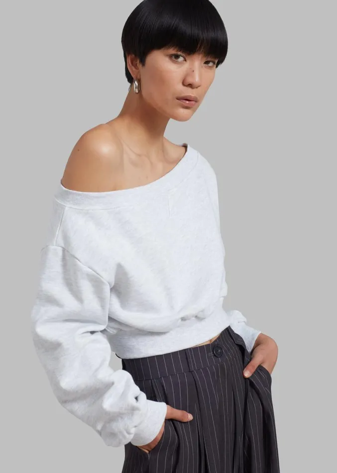 The Frankie Shop Gine Cropped Sweatshirt 8211 Grey Melange Women Clothing